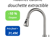 Robinet Cuisine Chrome Brossé 3 Modes + Douchette extractible 50 cm (-10 %)
